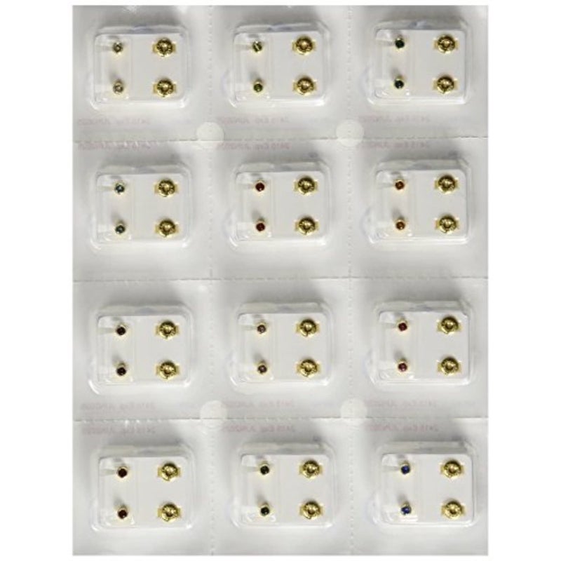 Caflon Surgical Steel 4mm Ear Piercing Studs, 12 Pair Mixed Colors - Image 2